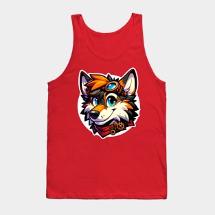 Steampunk Anthro Furry Wolf Art Tank Top